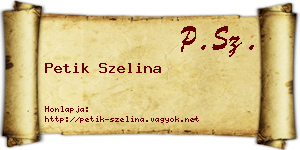 Petik Szelina névjegykártya